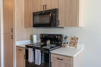 Kitchen with stove top oven